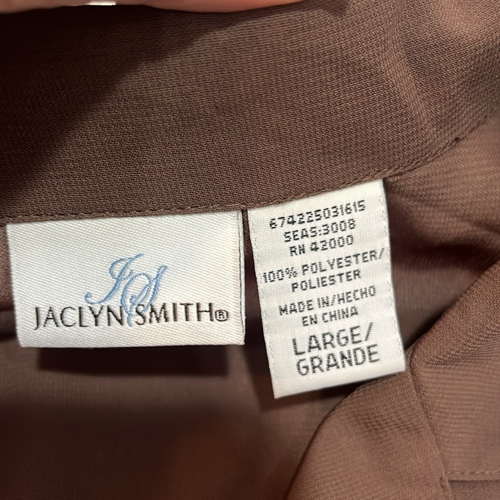 JACLYN SMITH SLEEVELESS BUTTON DOWN BELTED BLOUSE BROWN SIZE LARGE - Picture 8 of 12